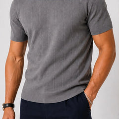 Conrad Lightweight Textured Knit T-Shirt - Gray - Men's - Hendlys - Image 2
