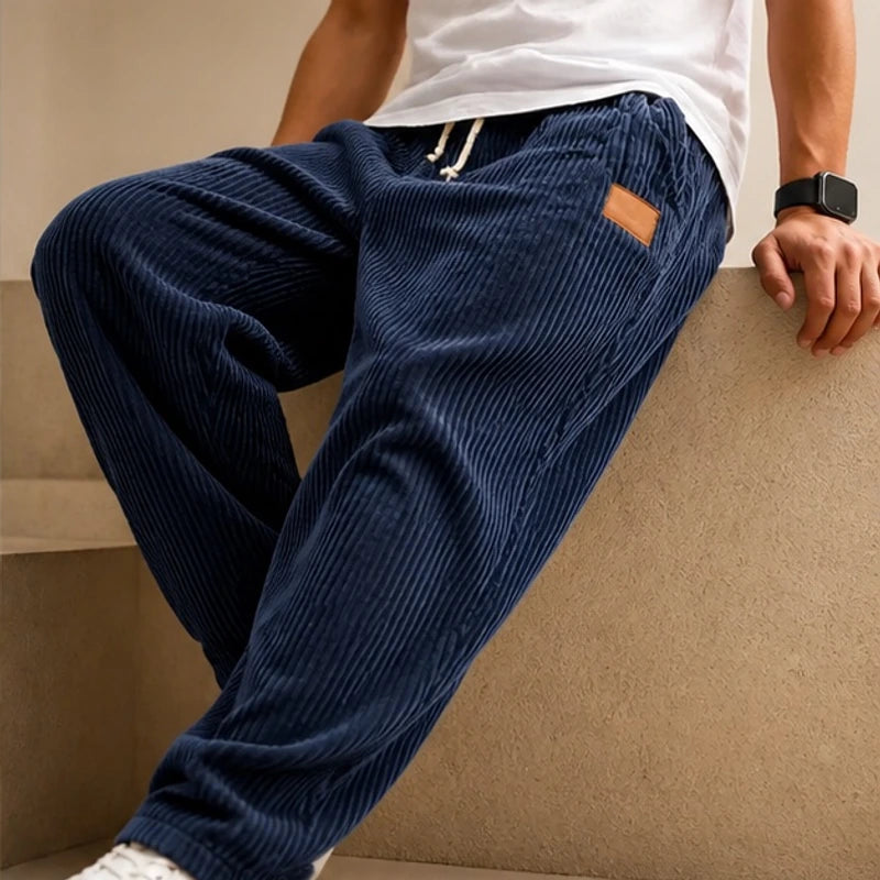 Copley Corduroy Jogger Pants - Dark Blue - corduroy jogger pants - Hendlys - Image 3
