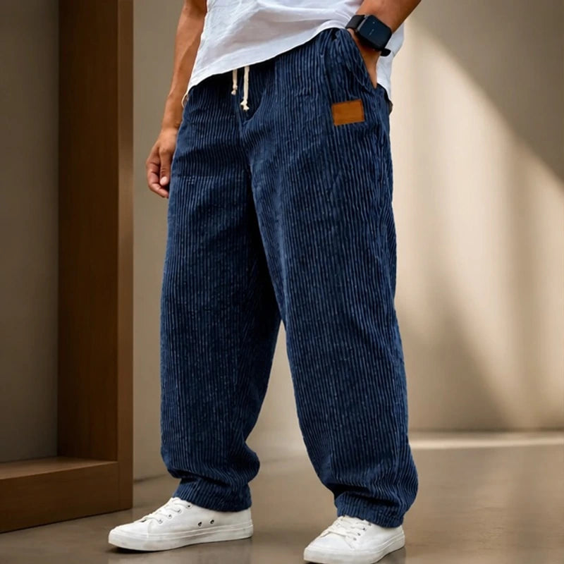Copley Corduroy Jogger Pants - Dark Blue - Clothing > Pants > Corduroy Jogger Pants - Hendlys - Image 1