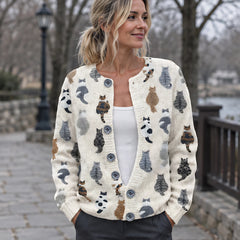 Coraline Women's Button Down Cardigan - B - Women's Clothing > Knitwear > Printed Cardigans - Hendlys - Image 1