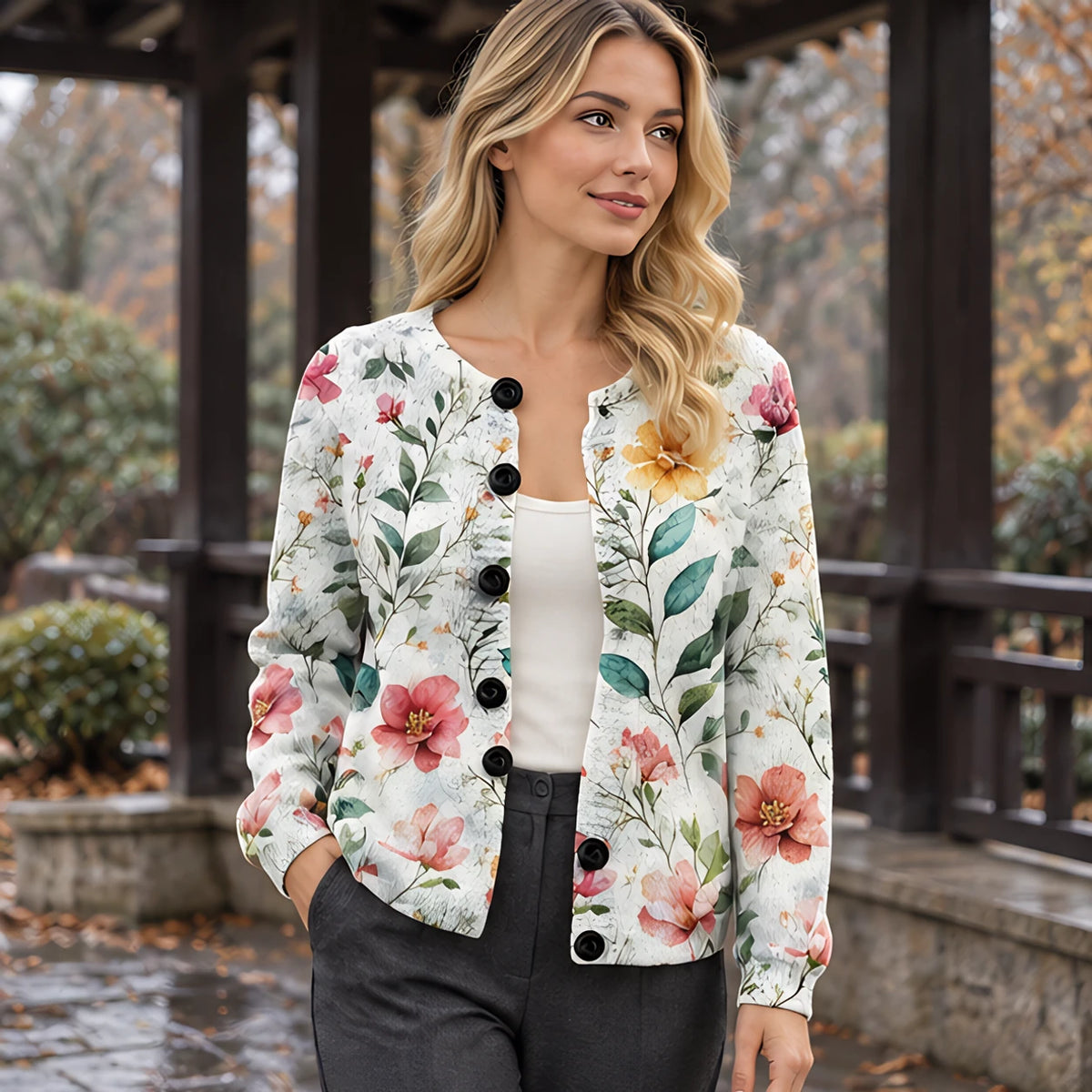 Coraline Women's Button Down Cardigan - C - Women's Clothing > Knitwear > Printed Cardigans - Hendlys - Image 1