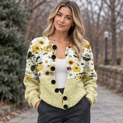 Coraline Women's Button Down Cardigan - D - Women's Clothing > Knitwear > Printed Cardigans - Hendlys - Image 1