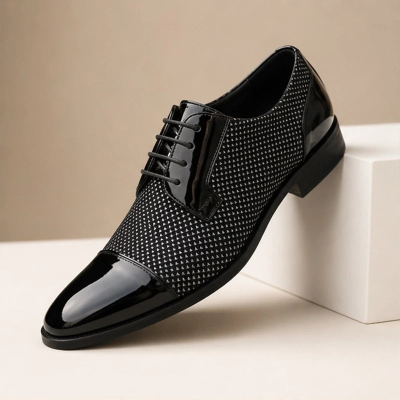Corvelle Polished Oxford Dress Shoes - Black & White - Men's Footwear > Oxford Dress Shoes - Hendlys - Image 3