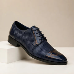 Corvelle Polished Oxford Dress Shoes - Blue - Men's Footwear > Oxford Dress Shoes - Hendlys - Image 3
