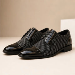Corvelle Polished Oxford Dress Shoes - Black & White - Shoes - Hendlys - Image 2