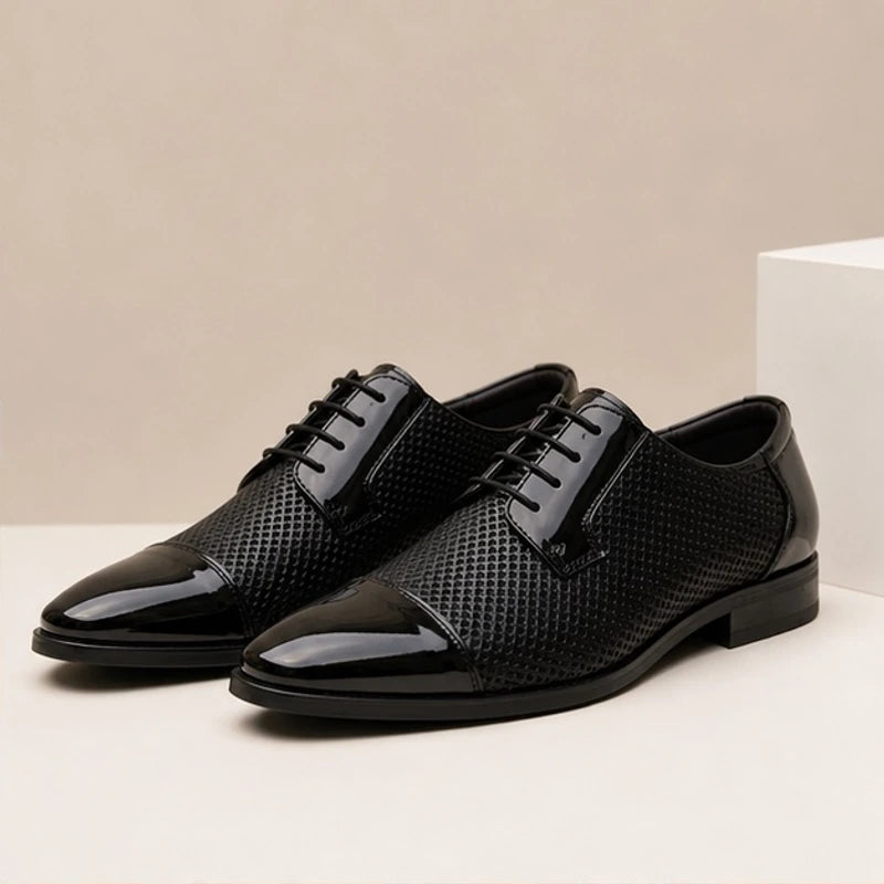 Corvelle Polished Oxford Dress Shoes - Black - Shoes - Hendlys - Image 2