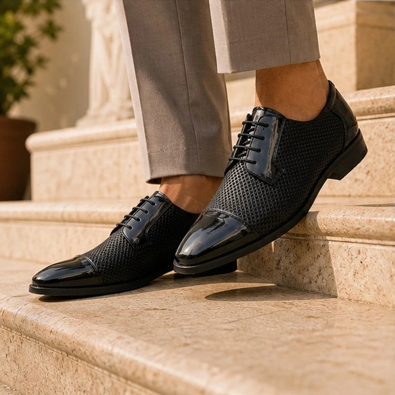 Corvelle Polished Oxford Dress Shoes - Black - Men's Footwear > Oxford Dress Shoes - Hendlys - Image 1