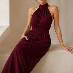 Cresselle Pocketed Halter Wide-Leg Jumpsuit - Red - Women's - Hendlys - Image 2