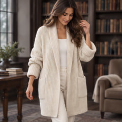 Cybele Women's Chunky Open-Front Cardigan - Beige - female - Hendlys - Image 2
