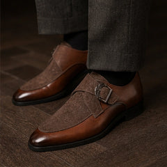 Stonebridge Suede Monk Shoe - Tobacco - suede shoes - Hendlys - Image 5