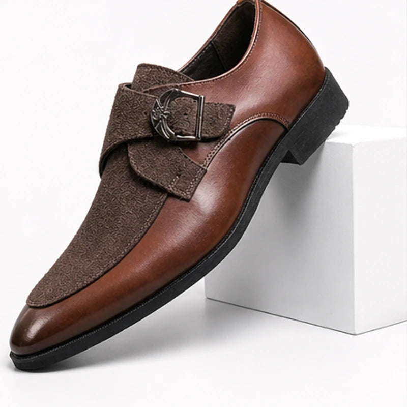Stonebridge Suede Monk Shoe - Tobacco - Shoes - Hendlys - Image 1