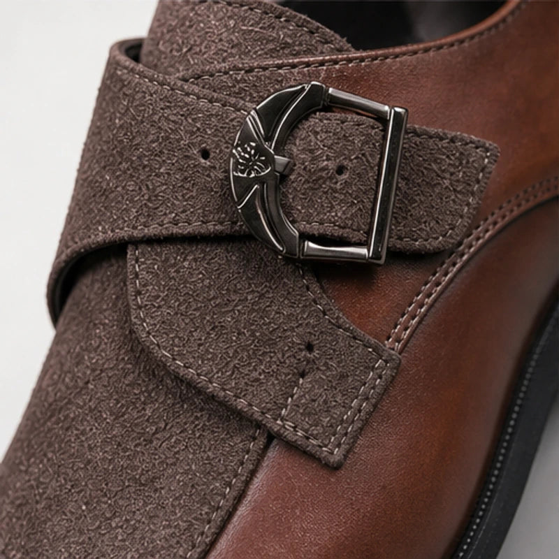Stonebridge Suede Monk Shoe - Tobacco - dress shoes - Hendlys - Image 4