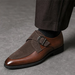 Stonebridge Suede Monk Shoe - Tobacco - monk strap - Hendlys - Image 3