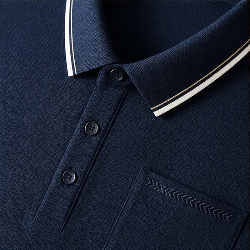 Darrow Short Sleeve Polo Shirt - Dark Blue - short sleeve - Hendlys - Image 3