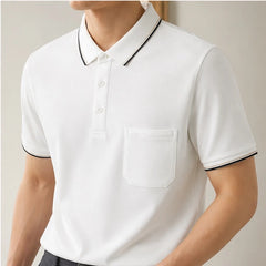 Darrow Short Sleeve Polo Shirt - White - button closure - Hendlys - Image 4