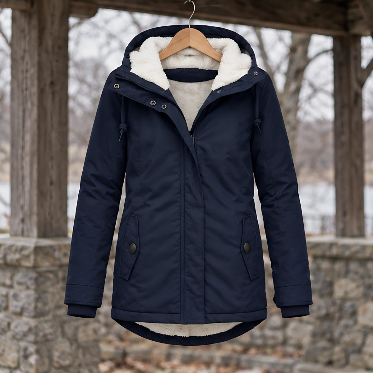 Delaney Women's Sherpa Lined Parka - Navy - ai-processed - Hendlys - Image 3