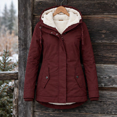 Delaney Women's Sherpa Lined Parka - Red - ai-processed - Hendlys - Image 3