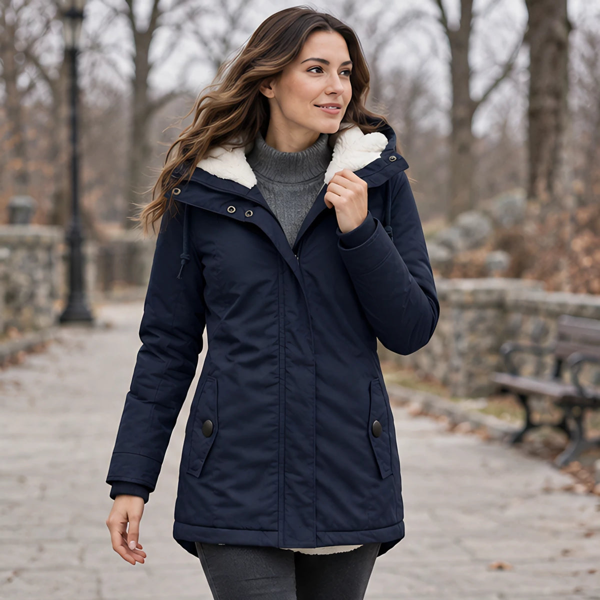 Delaney Women's Sherpa Lined Parka - Navy - 23 sept - Hendlys - Image 2