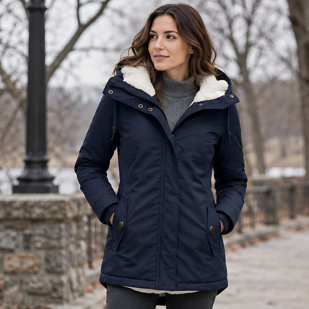 Delaney Women's Sherpa Lined Parka - Navy - Women's Clothing > Outerwear > Parkas - Hendlys - Image 1