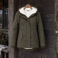 Delaney Women's Sherpa Lined Parka - Army Green - ai-processed - Hendlys - Image 3