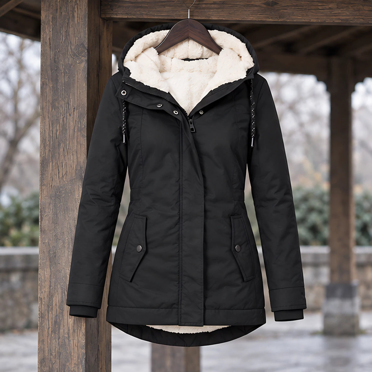 Delaney Women's Sherpa Lined Parka - Black - ai-processed - Hendlys - Image 3