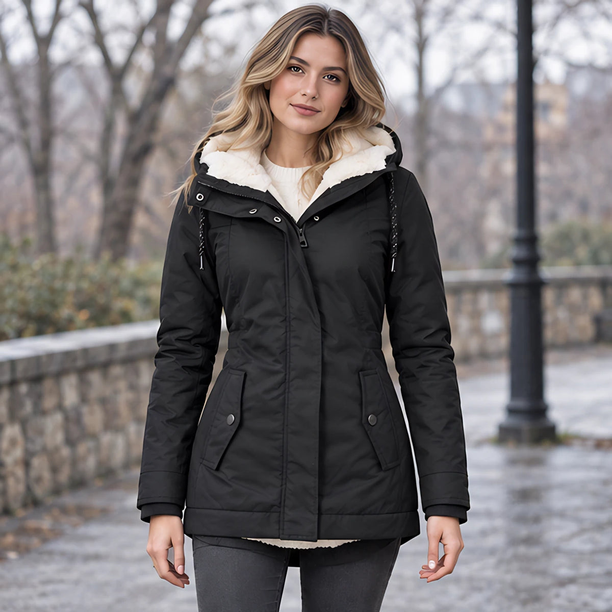 Delaney Women's Sherpa Lined Parka - Black - Women's Clothing > Outerwear > Parkas - Hendlys - Image 1