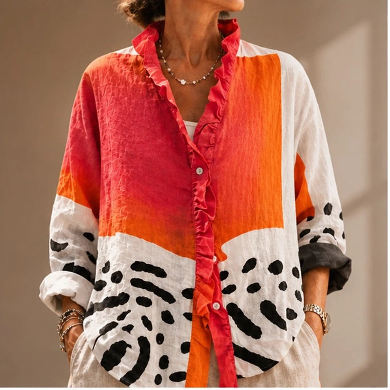 Delia Oversized Shirt - Orange Pink Multi - Shopping Category: Shirts - Hendlys - Image 5