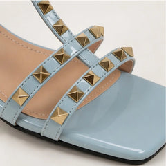 Delphine Studded T-Strap Sandal - Blue - studded sandal - Hendlys - Image 4
