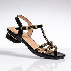 Delphine Studded T-Strap Sandal - Black - sandals - Hendlys - Image 2