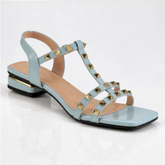 Delphine Studded T-Strap Sandal - Blue - t-strap sandal - Hendlys - Image 3