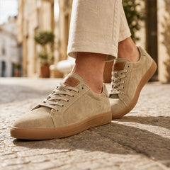 Denman Leather Sneakers - Khaki - Sneakers - Hendlys - Image 1