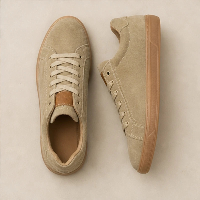 Denman Leather Sneakers - Khaki - lace-up sneakers - Hendlys - Image 5