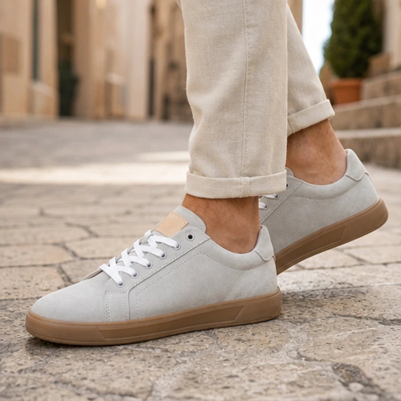 Denman Leather Sneakers - Gray - Sneakers - Hendlys - Image 1