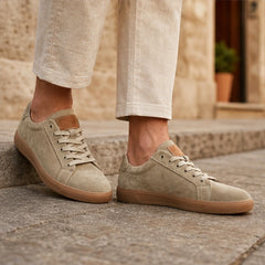 Denman Leather Sneakers - Khaki - sneakers - Hendlys - Image 2