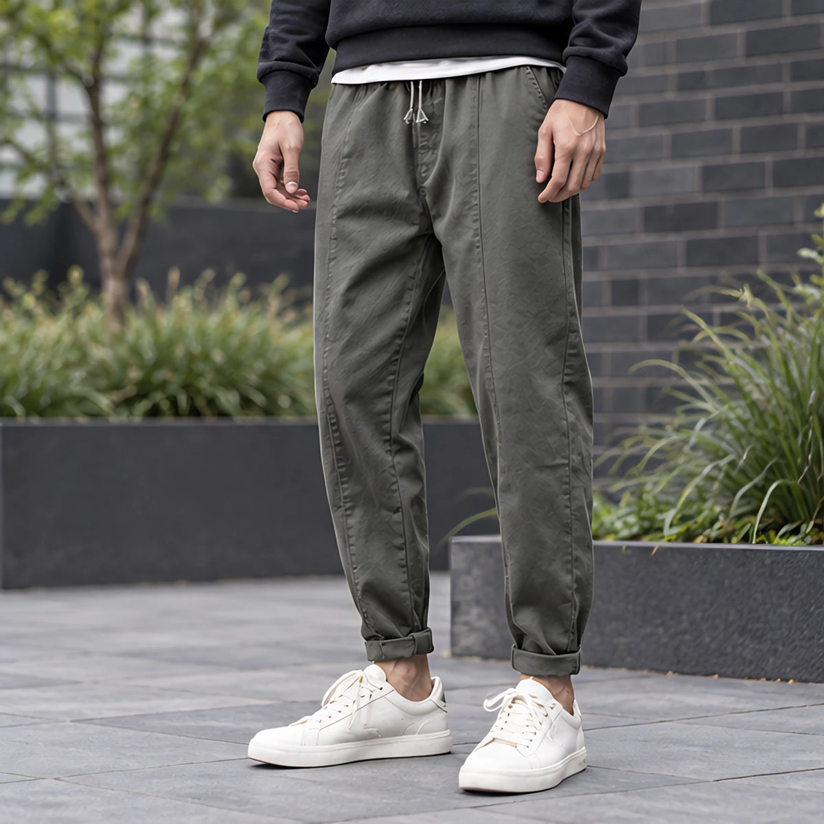 Devereux Men's Cuffed Tapered Jogger Pants - Olive - Men's Clothing > Pants > Jogger Pants - Hendlys - Image 1