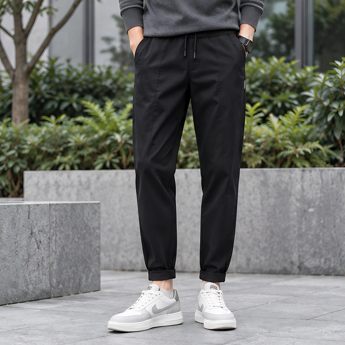 Devereux Men's Cuffed Tapered Jogger Pants - Black - Men's Clothing > Pants > Jogger Pants - Hendlys - Image 1