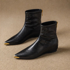Dolcetta Leather Pointed-Toe Ankle Boots - Black - Women's Boots - Hendlys - Image 2