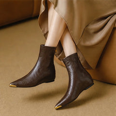 Dolcetta Leather Pointed-Toe Ankle Boots - Brown - Women's Footwear > Boots > Ankle Boots - Hendlys - Image 4
