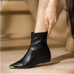 Dolcetta Leather Pointed-Toe Ankle Boots - Black - Women's Footwear > Boots > Ankle Boots - Hendlys - Image 4