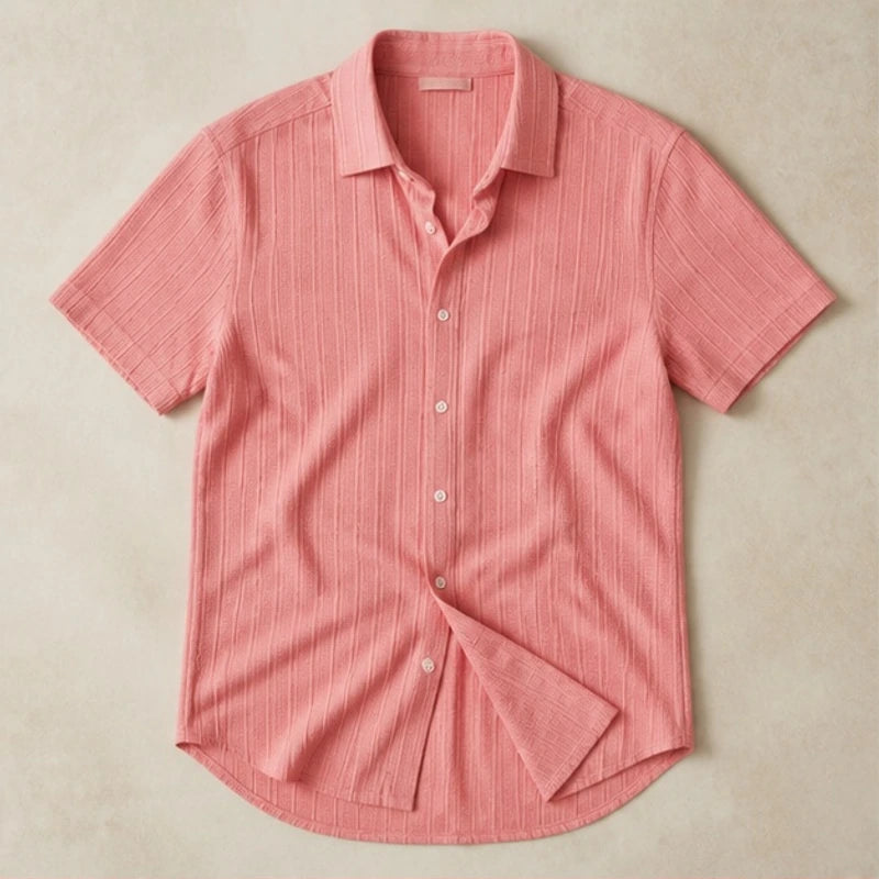 Draxen Striped Short Sleeve Shirt - Blush Pink - striped shirt - Hendlys - Image 3