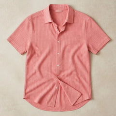 Draxen Striped Short Sleeve Shirt - Blush Pink - striped shirt - Hendlys - Image 3
