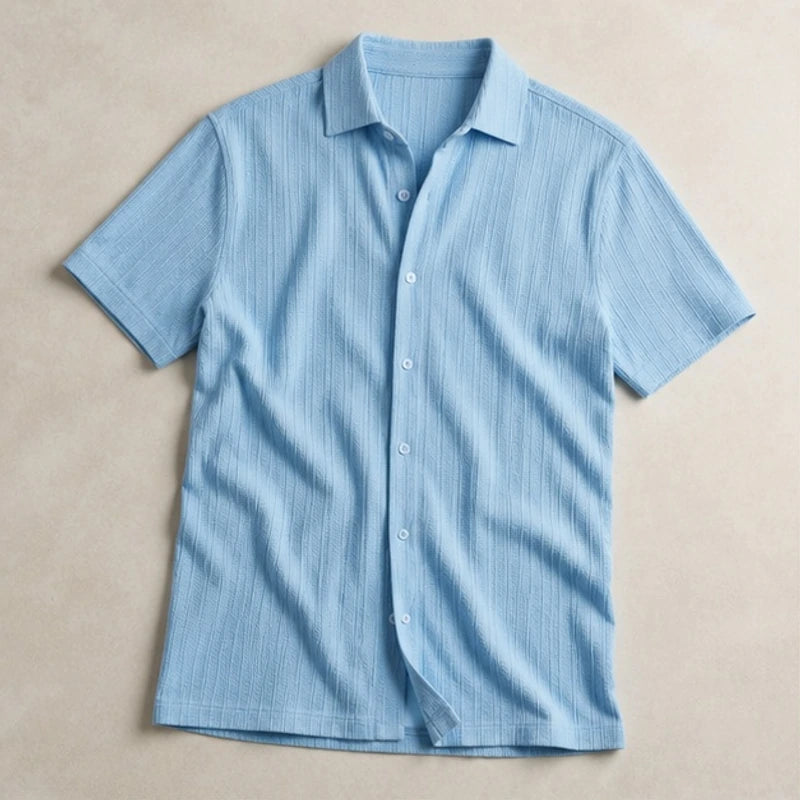 Draxen Striped Short Sleeve Shirt - Sky Blue - striped shirt - Hendlys - Image 3