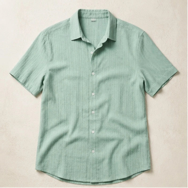 Draxen Striped Short Sleeve Shirt - Sage Green - striped shirt - Hendlys - Image 3