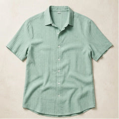 Draxen Striped Short Sleeve Shirt - Sage Green - striped shirt - Hendlys - Image 3