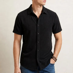 Draxen Striped Short Sleeve Shirt - Black - Shirt - Hendlys - Image 1