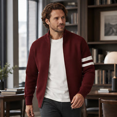 Drayton Men's Striped Full-Zip Knit Sweater - Maroon - Clothing > Sweaters & Cardigans > Full-Zip Sweaters - Hendlys - Image 2