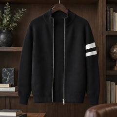 Drayton Men's Striped Full-Zip Knit Sweater - Charcoal - Clothing > Sweaters & Cardigans > Full-Zip Sweaters - Hendlys - Image 2