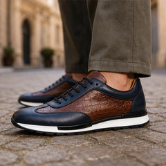 Dunham Croc-Embossed Leather Sneaker - Navy - leather sneakers - Hendlys - Image 3