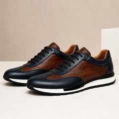 Dunham Croc-Embossed Leather Sneaker - Navy - men's sneakers - Hendlys - Image 2