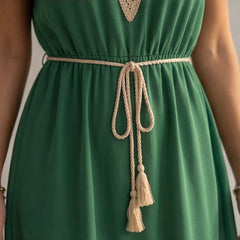 Comporta Lace Midi Dress - Green - women's dress - Hendlys - Image 2